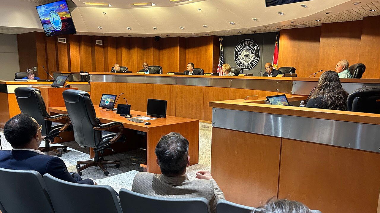 Fort Pierce city commissioners meet on Aug. 15, 2024, a day after the arrest of City Manager Nick Mimms.