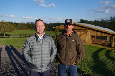 Brian Tawney and Bryan Cornell on Cornell's property