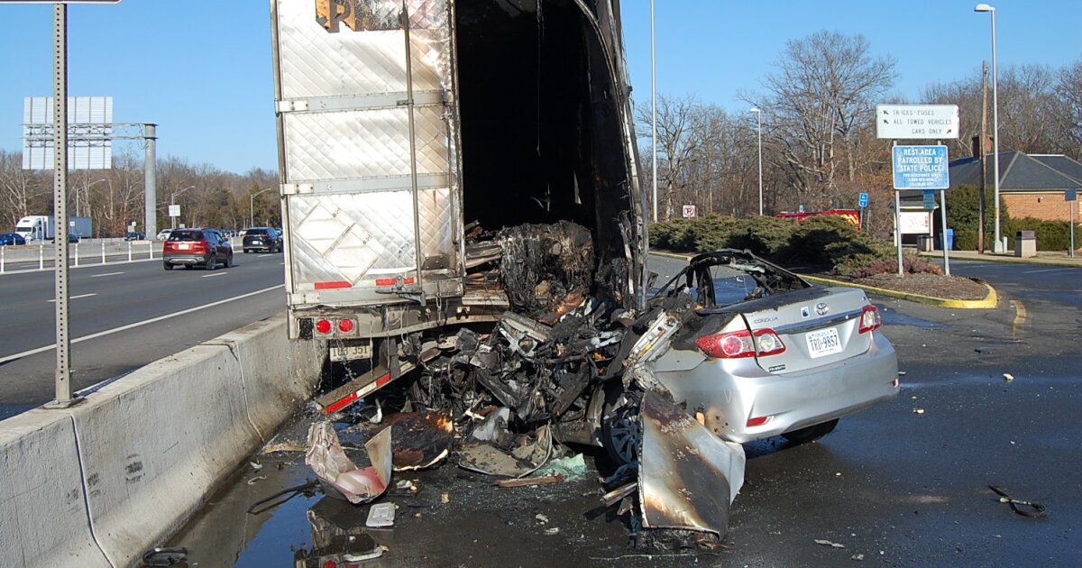 Driver killed after car hits parked tractor-trailer at Virginia interstate rest area