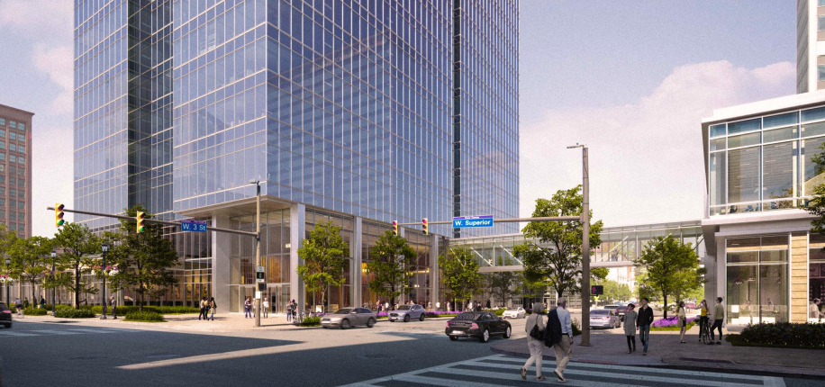 Tower Lobby viewed from Superior Ave. near West 3rd St.