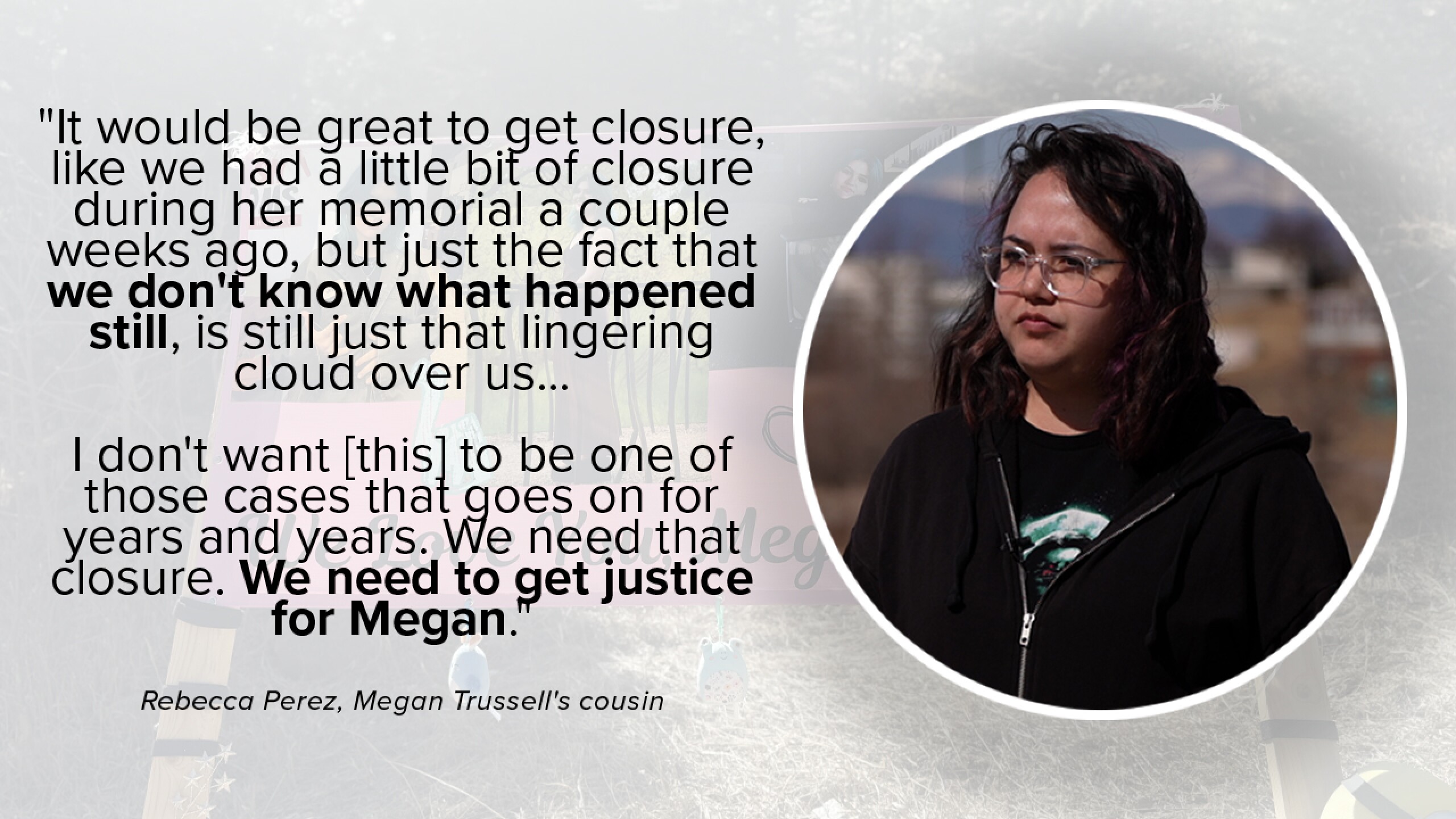 Family of Megan Trussell says purse was ripped, shoe and phone still ...