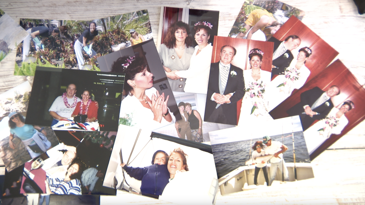 Montage of photos showing happier times during lives of Cindy and Debbie Moffett