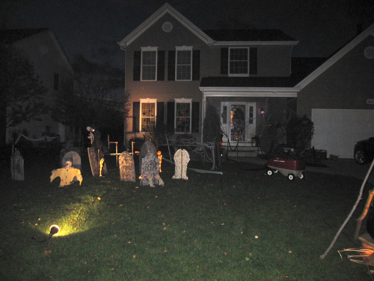 Gavazzi's spooky Halloween set up attracts lots of Trick or Treaters.