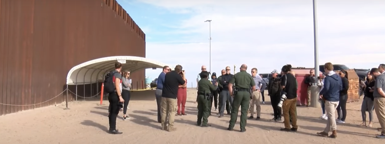 Sen. Kyrsten Sinema and other U.S. Senators in Yuma in January of 2023