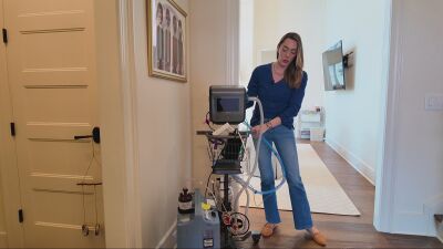 Elisa Hill with daughter's equipment 