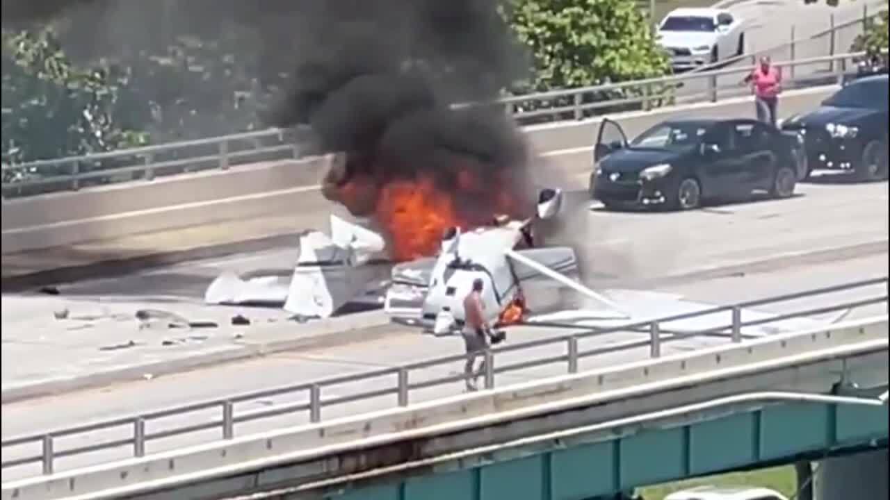 small plane burns on Haulover Inlet Bridge, May 14, 2022