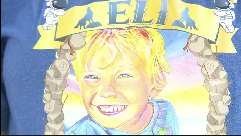 Rachel Paine's shirt with son Eli, lost at 7 to pediatric cancer