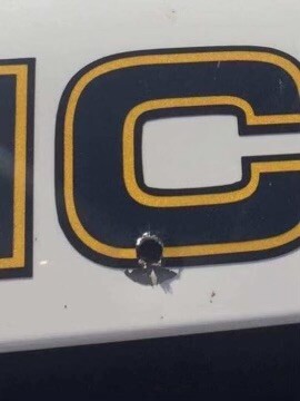 Bullet hole in Henrico Police cruiser