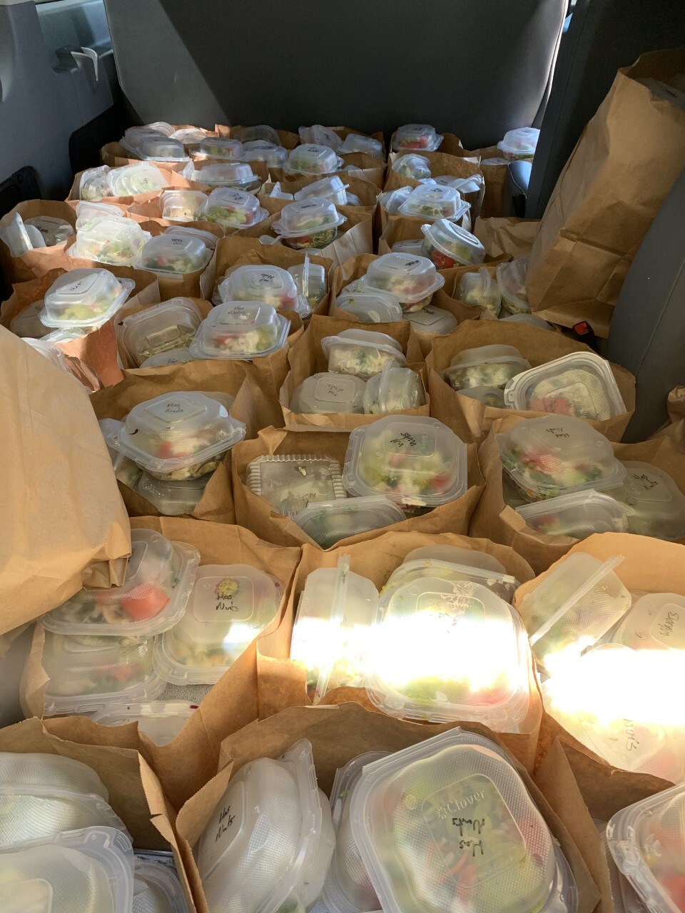 Grace Fellowship Worship Center food in paper bags