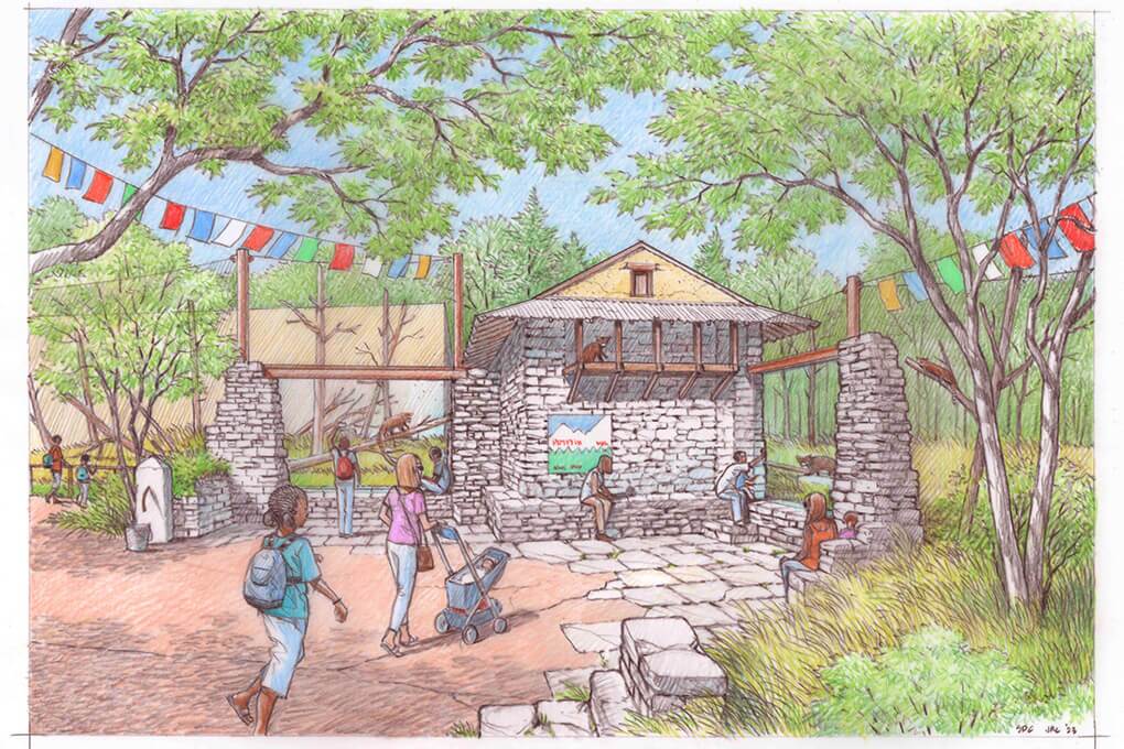 Rendering of red panda exhibit