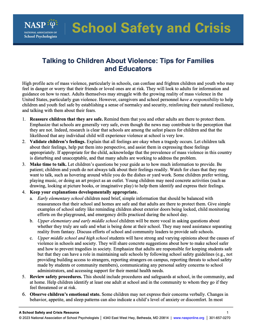 School Safety and Crisis