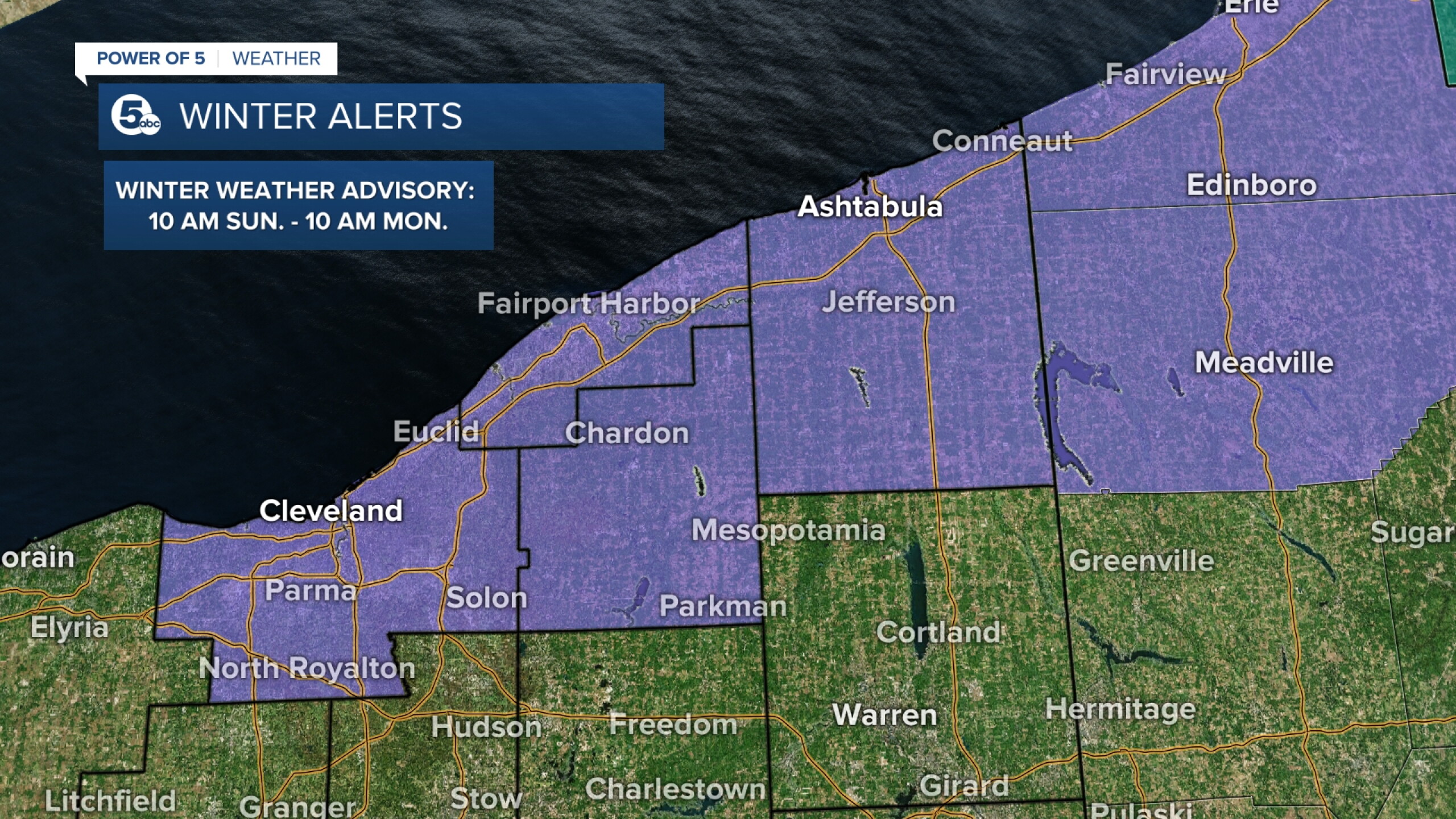 Winter Weather Advisory issued for several Northeast Ohio counties
