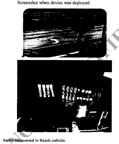 Screen shot from probable cause affidavit of items found in Paul Rawls Jr.'s Volkswagen