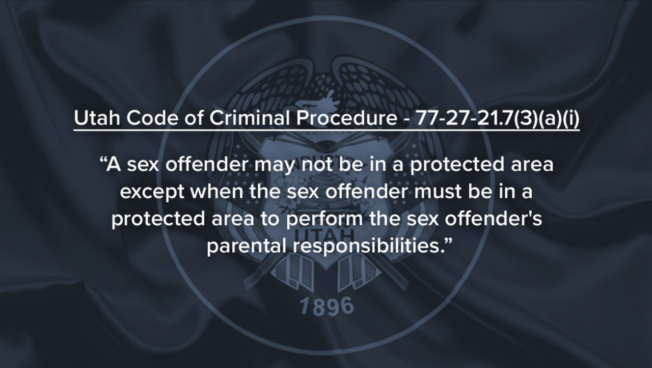 "A sex offender may not be in a protected area except when the sex offender must be in a protected area to perform the sex offender's parental responsibilities."