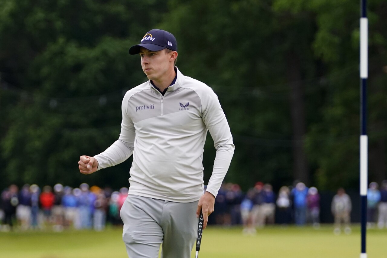 Matt Fitzpatrick after putt on 15th hole in final round of 2022 US Open