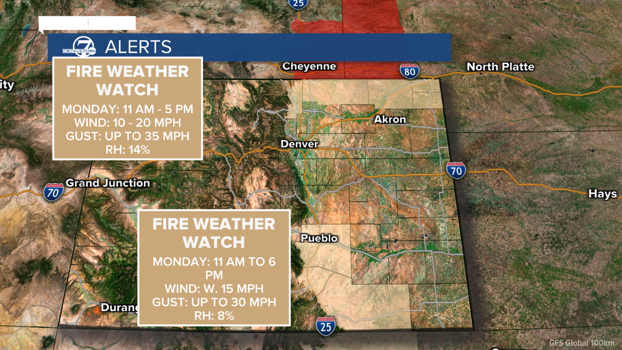 Mondays Fire Weather Watch