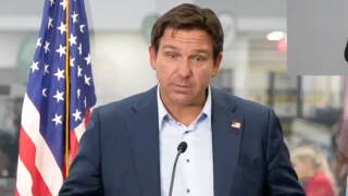 Gov. Ron DeSantis holds a news conference in Tallahassee on Oct. 8, 2026, ahead of Hurricane Isaias.