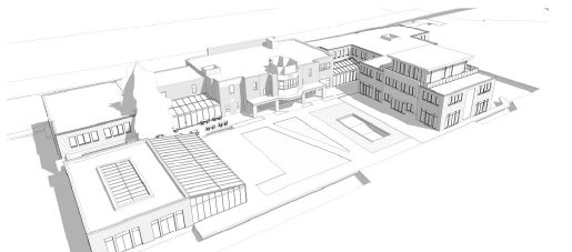 Renderings of the new boutique hotel, restaurant, bar, and event space at the Lunken Airport terminal