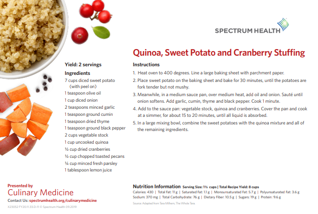 Quinoa, Sweet Potato and Cranberry Stuffing