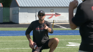Brock Osweiler coaching kids at Win the Day Camp, Kalispell