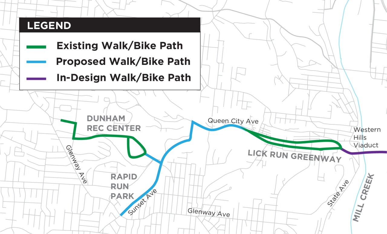 Proposed connected paths to west side bike/walking trails