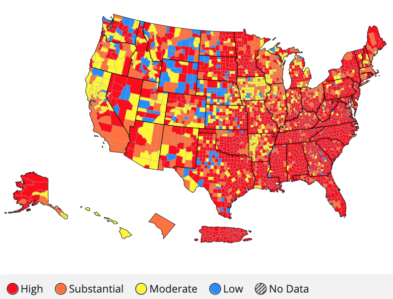 COVID-19 Community Transmission Levels calculated on Feb. 2, 2023.