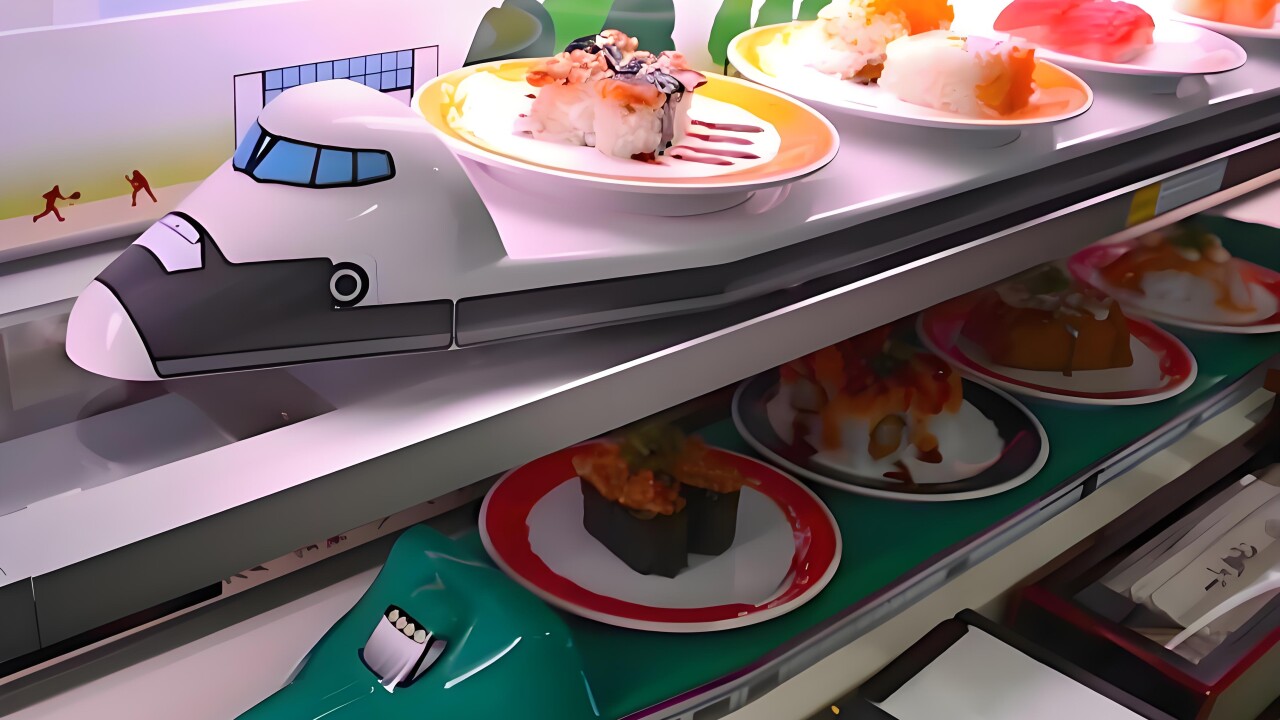 "Mini bullet trains" at Shinkansen Sushi