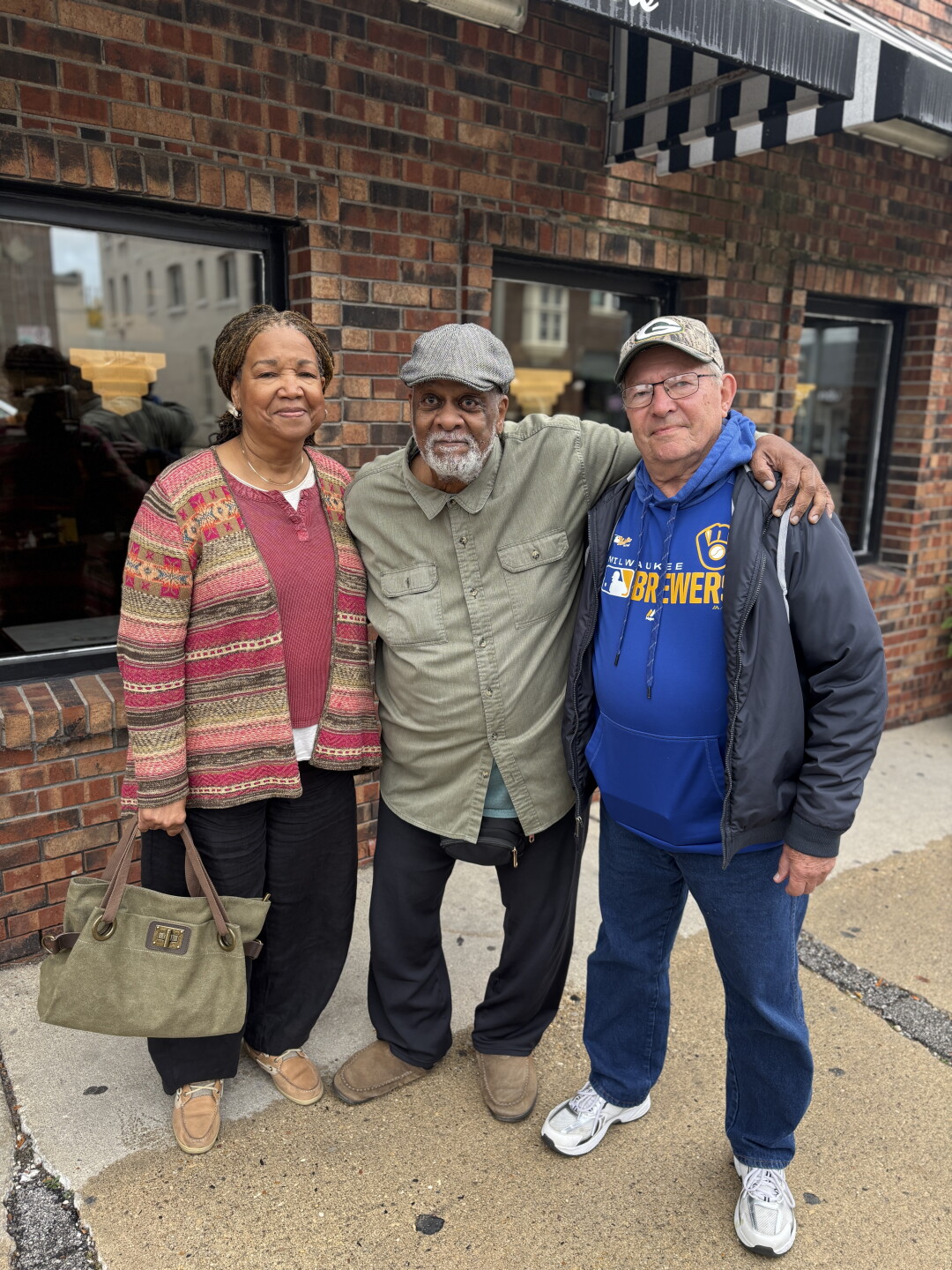 Brewers fans Stuart, Gerald, and Sharon enjoyed a Friday morning breakfast together celebrating the 4-0 NLCS sweep