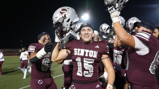 Sinton celebrates a fourth round playoff win