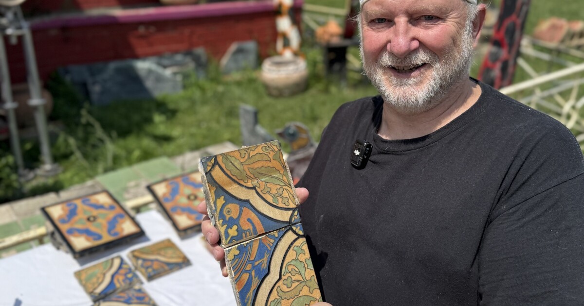 Detroit artist rescues century-old Flint Faience tiles from abandoned Highland Towers before demolition