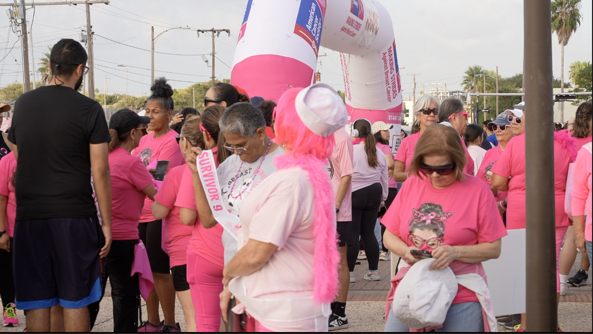 Survivors were given a sash with the number of years they survived breast cancer