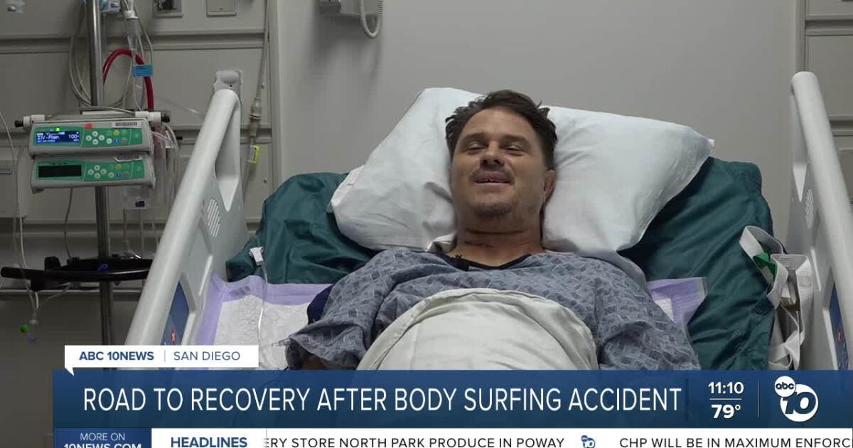 Experienced bodysurfer breaks neck at Carlsbad, begins rehabilitation to regain mobility