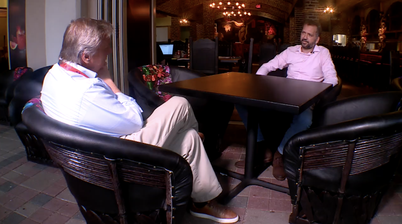 Chris Acosta, general manager of Calavaras Cantina, speaks with Matt Sczesny