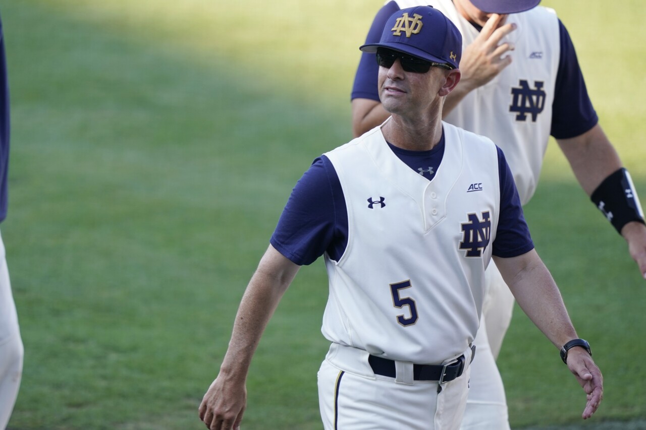 Notre Dame Fighting Irish baseball coach Link Jarrett in 2021