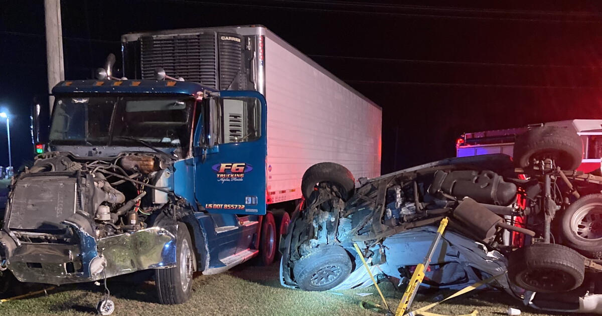1 dead after tractor trailer, pickup truck crash on the Eastern Shore