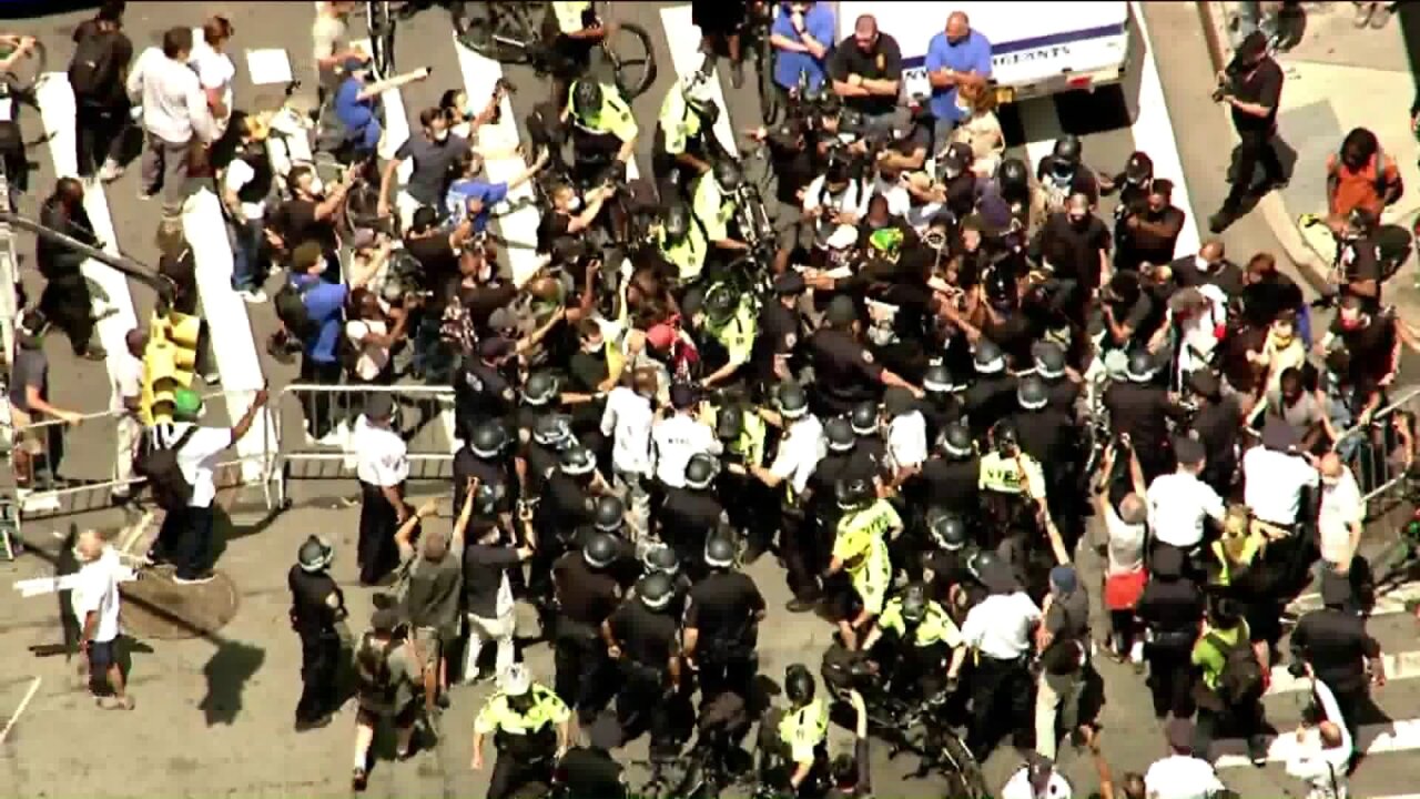 police protesters clash manhattan