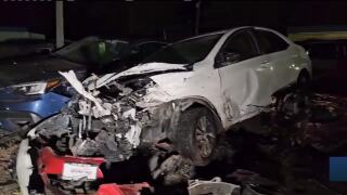 Car crash into Garden City dealership leaves multiple vehicles heavily damaged