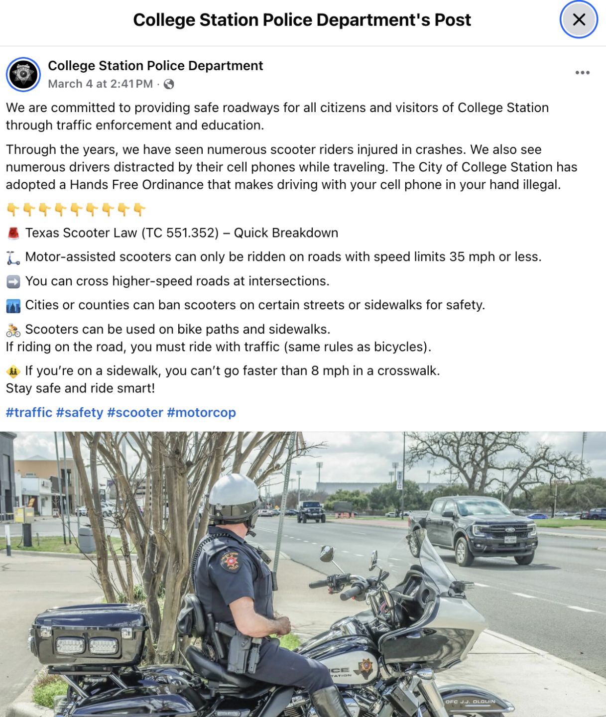 College Station police share scooter safety rules as crashes involving riders increase