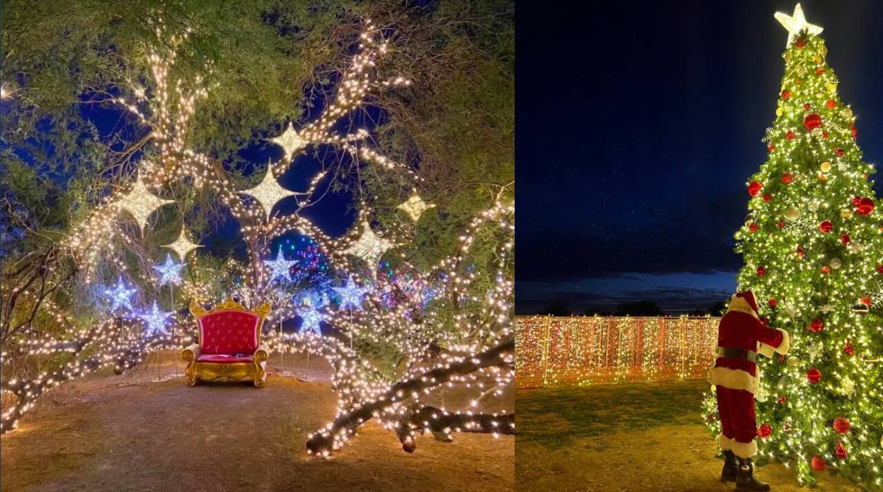Inside 'Desert Farm Lights' with Santa.