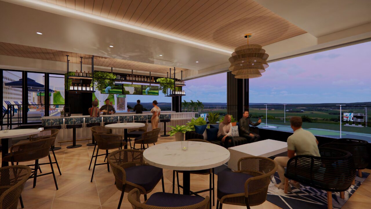 The PopStroke location in West Palm Beach will feature a second-floor lounge.