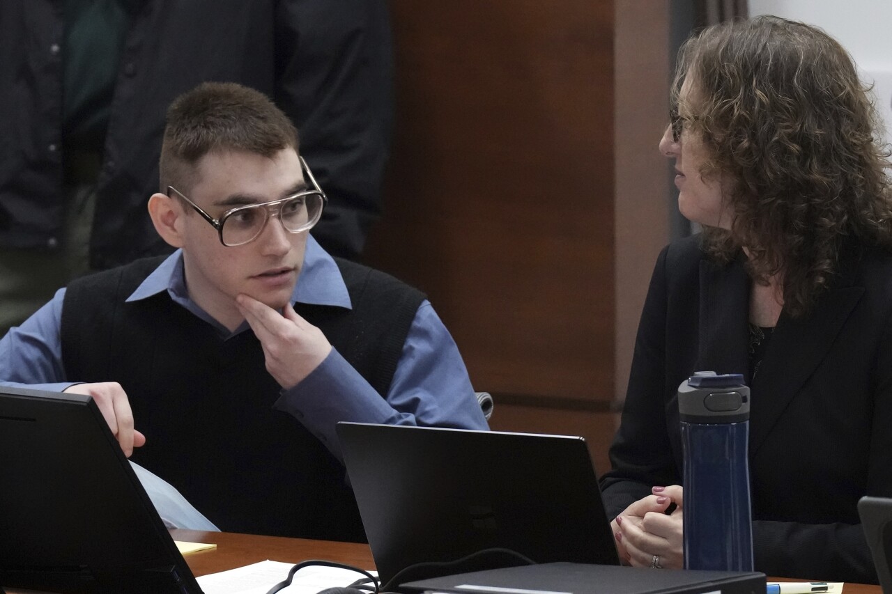 Nikolas Cruz at defense table during jury selection in penalty phase of murder trial, June 21, 2022