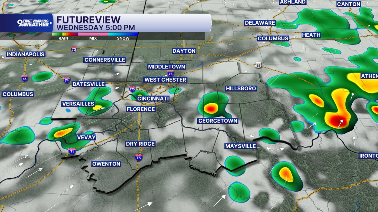 Wednesday isolated storms