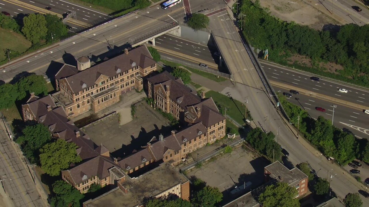 The former Cuyahoga County Juvenile Court complex sits vacant just east of Downtown Cleveland.