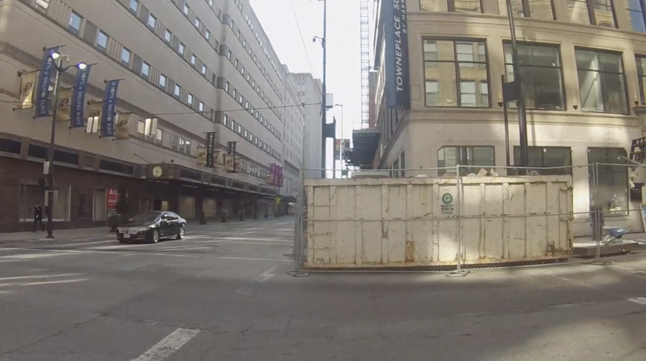 Construction has started on the former McHahns building at Seventh and Race. It will become a Towneplace Suites.