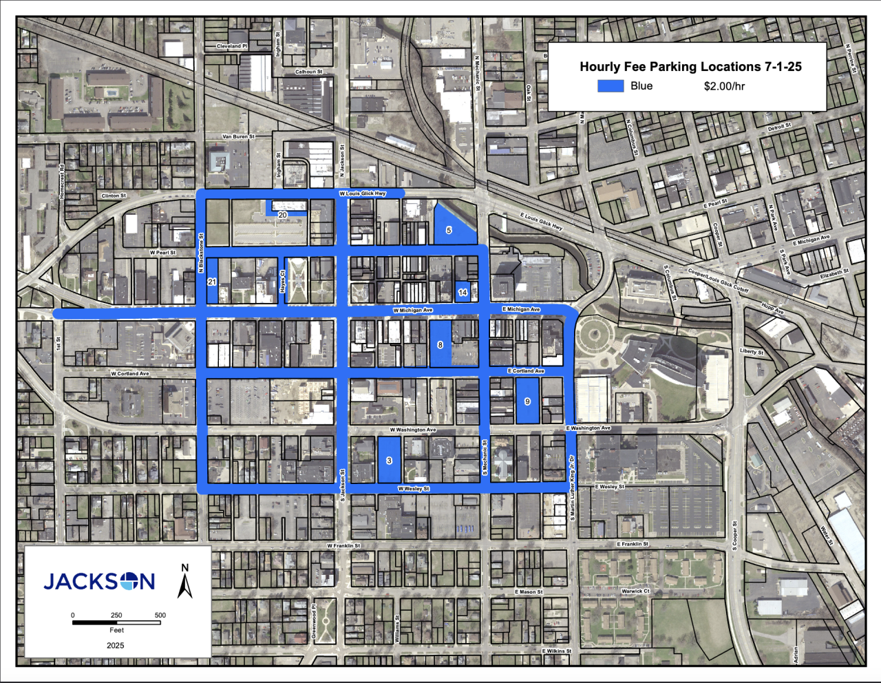 Metered parking in Downtown Jackson