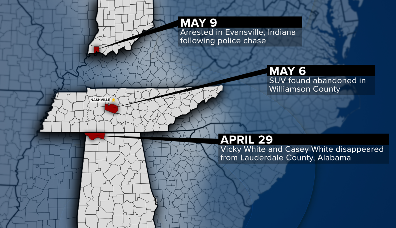Casey White Vicky White escape map