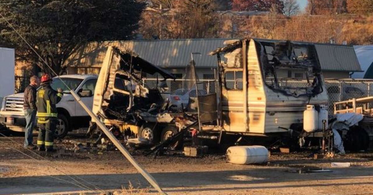 Trailer Explosion Two injured in travel trailer explosion