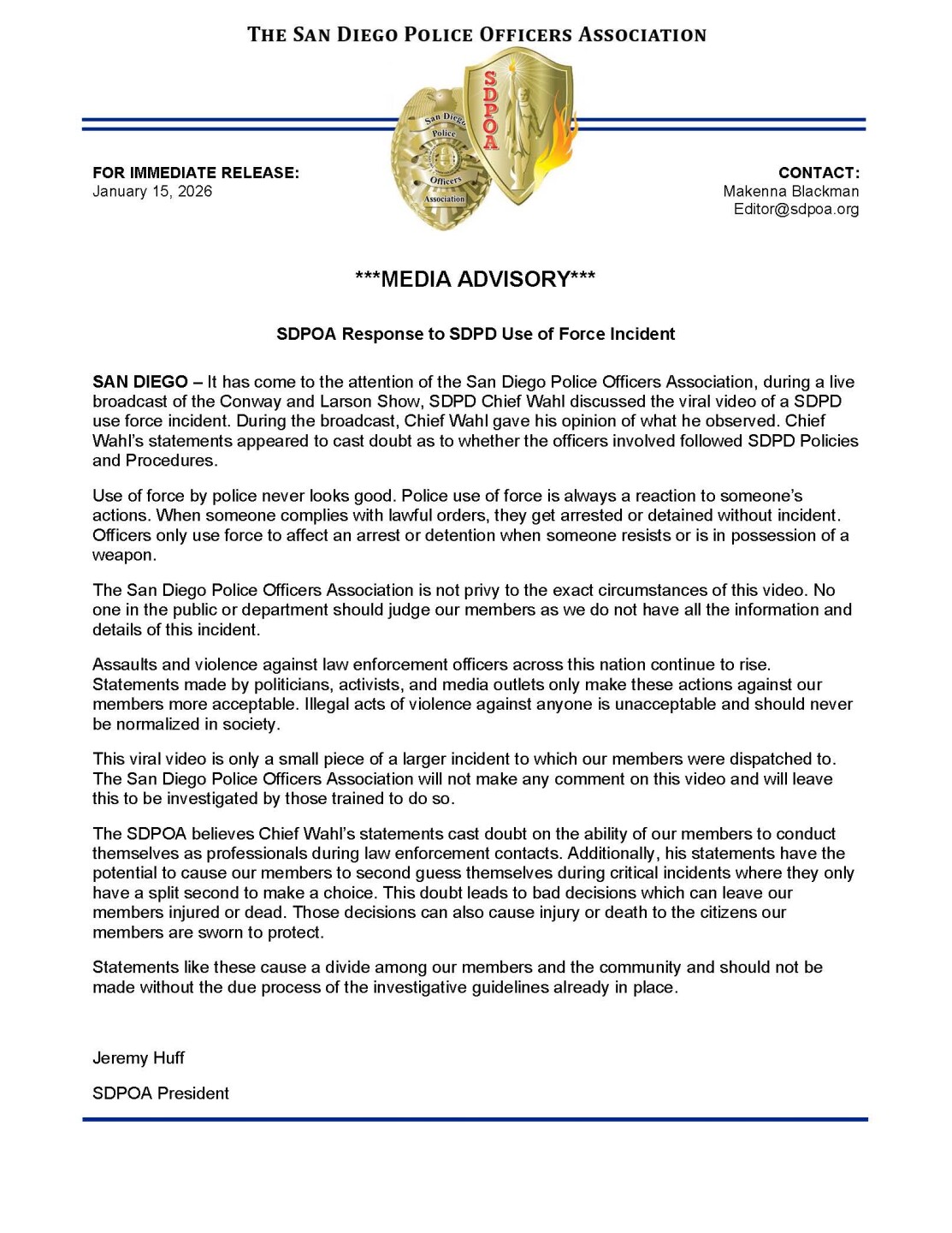 SDPOA Statement