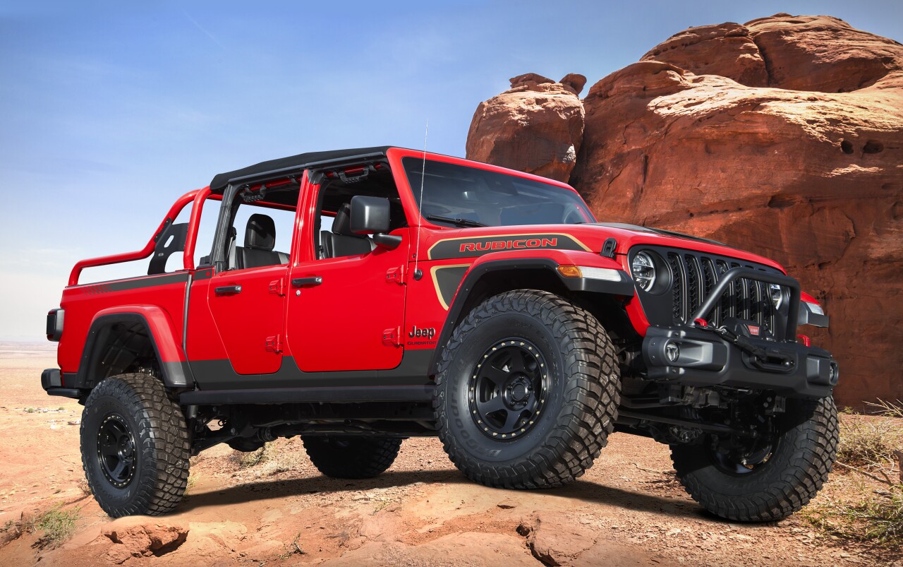 The Jeep® Red Bare Gladiator Rubicon concept builds on the pa