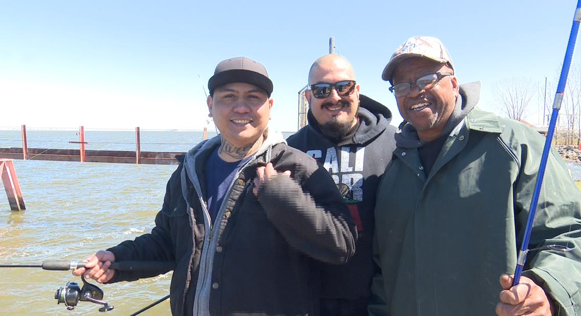 Fishermen enjoy a beautiful day for the start of the general fishing season